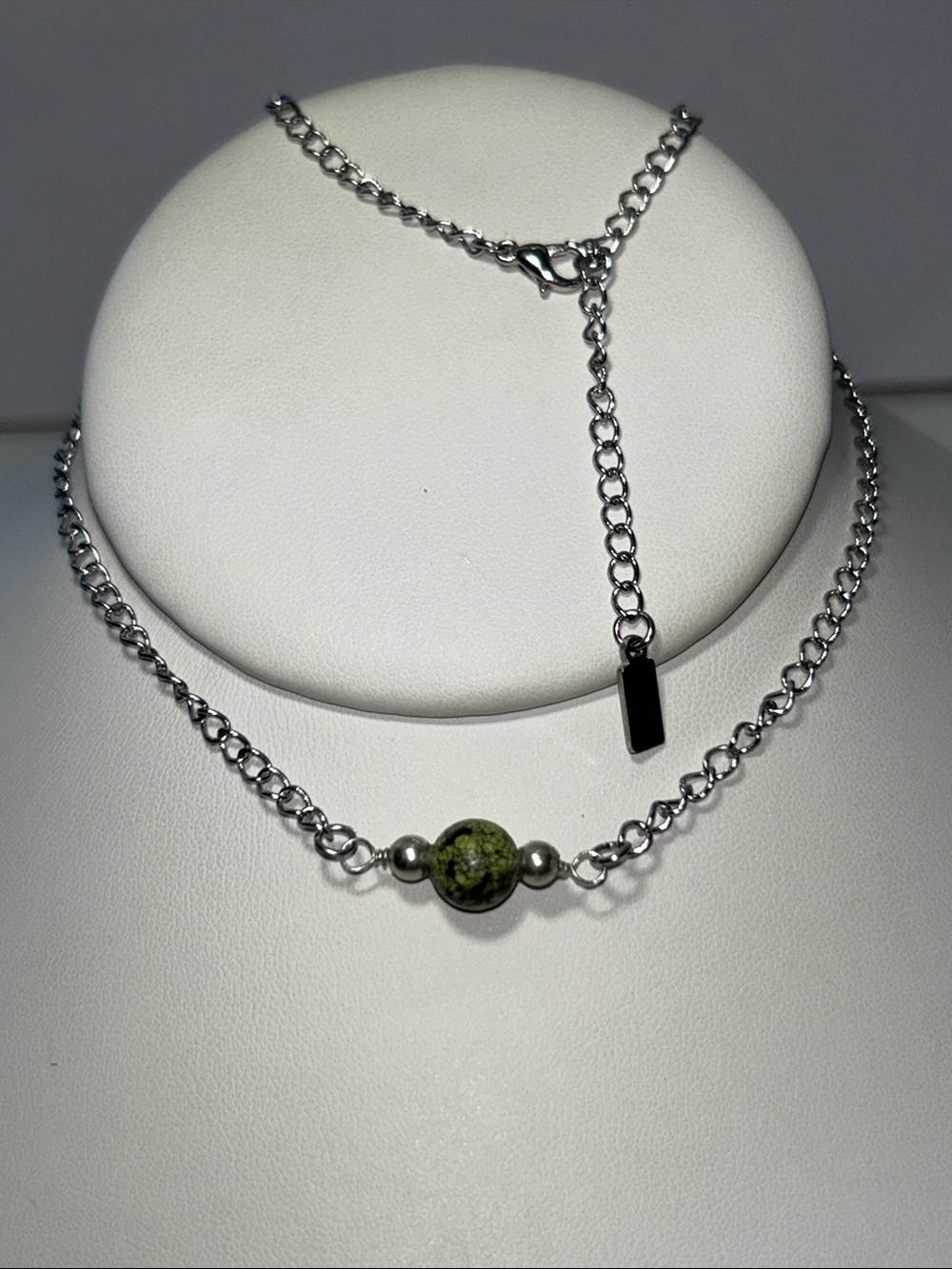 New Artisan Handmade Genuine Russian Jade Stainless Steel 16” - 18” Necklace